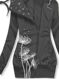 Women's Shiny Dandelion Art Print Casual Sweatjacken