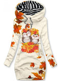 Women's Vintage Maple Fox Art Print Casual Sweatshirt