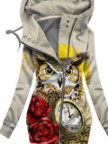 Women's Winter Owl Print Casual Track Jacket