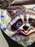 Cute Raccoon Floral Casual Print Scarf