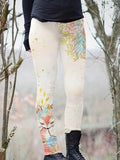 Floral Fox Print Casual Leggings