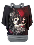 Women's Vintage Punk Skull Two Piece Top