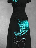 Women's Vintage Butterfly Art Print Art Dress