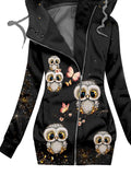 Women's Winter Owl Print Casual Track Jacket