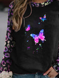 Women's Leopard Butterfly Print Casual Sweatshirt