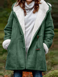 Woman's Autumn And Winter Fashion Horn Button Fleece Warm Jacket Cardigan