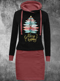 Ladies Christmas Tree Print Casual Dress