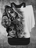 Women's Retro Punk Skull Art Two Piece Suit Top