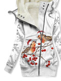 Women's Winter Owl Print Casual Track Jacket