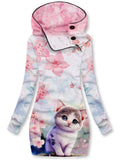 Sakura Cat Casual Print Sweatshirt