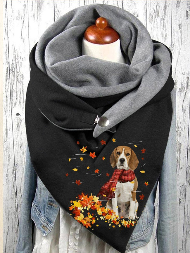 Women's Cute Pet Dog Beagle Casual Windproof Shawl Scarf