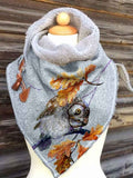 Women's Vintage Winter Owl Print Casual Wrap Scarf