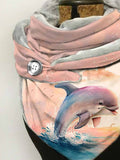 Dolphin-print slouchy fleece scarf and shawl