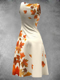 Women's Artistic Summer Vintage Maple Leaf Maxi Dress