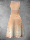 Women's Flower Beautiful Fox  Art Printing Maxi Dress