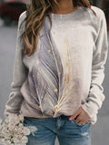 Women's Casual Feather Print Sweatshirt