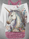 Women's Unicorn Art Design Two Piece Suit Top