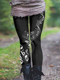 Women's Music Symbol Printed Casual Tight Leggings