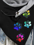 Autumn And Winter Colorful Animal Paw Print Casual Scarf And Shawl