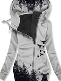 Women's Forest Deer Art Print Casual Sweatjacken