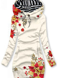 Women's Christmas Flower Printed Hooded Dress