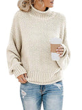 Women's High Collar Pullover Simple Thick Line Loose Top