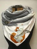 Autumn And Winter Cute Cat Illustration Casual Scarf and Shawl