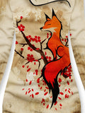 Vintage Fox Art Casual Print Sweatshirt