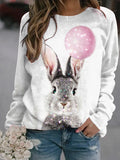 Women's Vintage Bunny Pattern Casual Sweatshirt