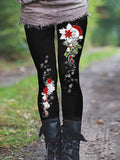 Women's Christmas Floral Print Thermal Leggings