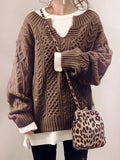 Women's Hemp Pattern Sweater Casual Knit Sweater