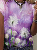 Women's Vintage Dandelion Print Casual T-Shirt