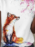 Fox Watercolor Art Design T-shirt