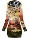 Women's Owl Art Print Sweatjacke