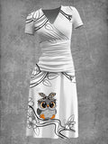 Women's Summer Vintage Owl Print Long Dress