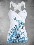 Women's Vintage fox Art Print Art Tank Top