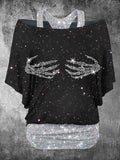 Women's Vintage Punk Skull Printed Two Piece Top