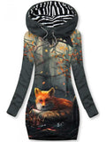 Women's Winter Fox Print Casual Sweatshirt