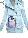 Women's Winter Penguin Print Casual Track Jacket