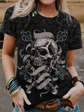 Women's Punk Skull Print T-Shirt