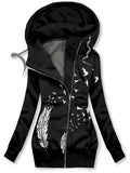 Women's Winter Feather Print Casual Track Jacket