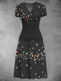 Women's Vintage Butterfly Art Print Art Dress