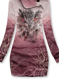 Women's Owl Gold Foil Floral Art Casual Sweatshirt