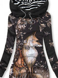 Women's Winter Wolf Art Print Casual Sweatshirt