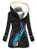 Women's Winter Casual Gradient Aurora Print Casual Fleece Coat