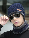 Winter Knitted Fleece Warm Neck Hat Scarf