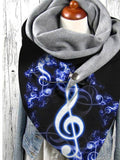 Women's Autumn And Winter Punk Music Note Casual Scarf And Shawl