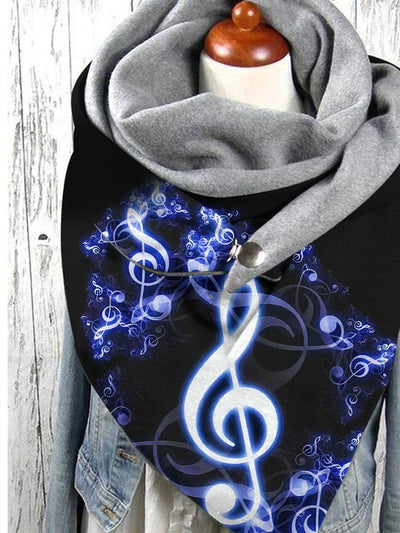 Women's Autumn And Winter Punk Music Note Casual Scarf And Shawl