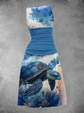 Women's Ocean Turtle Art Design Maxi Dress