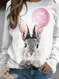 Women's Vintage Bunny Pattern Casual Sweatshirt